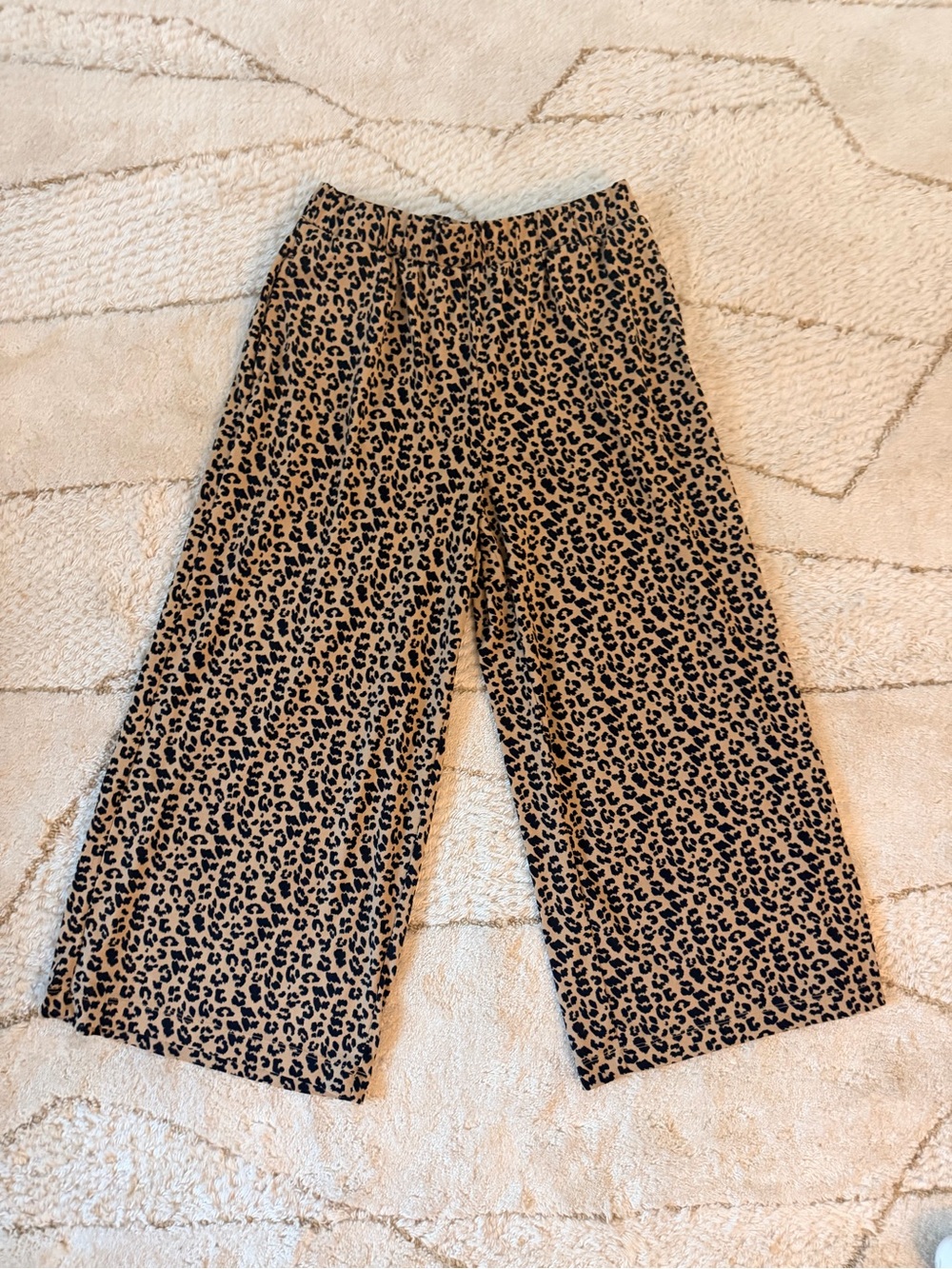 Leopard Print Wide-Leg Pants - Tan/Black